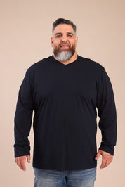 FOX פלאס גברים חולצה חולצת בייסיק צווארון PLUS SIZE | V חולצת בייסיק צווארון PLUS SIZE | V