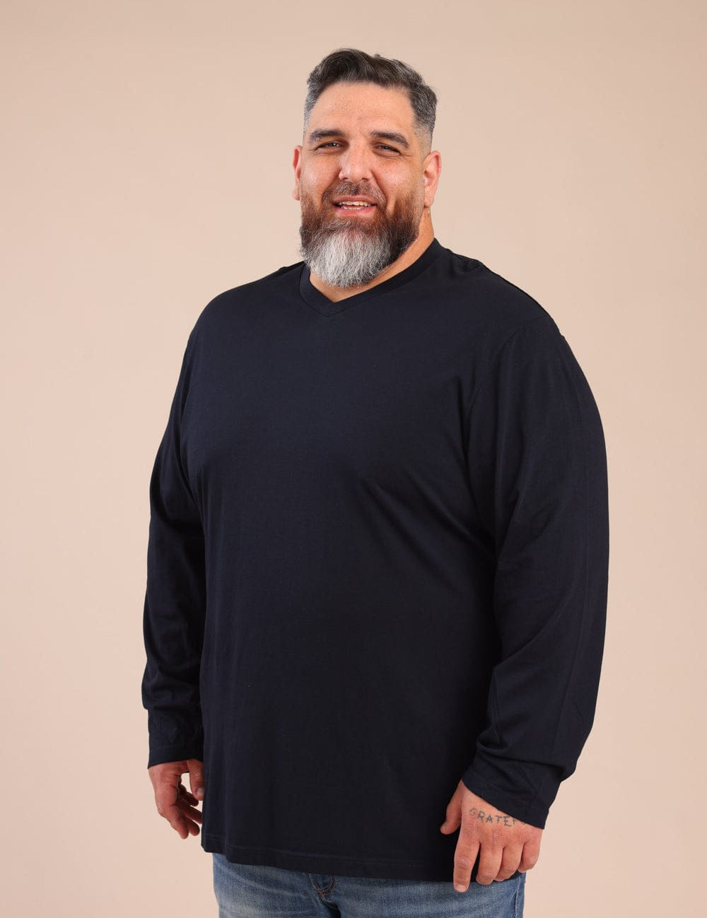 FOX פלאס גברים חולצה חולצת בייסיק צווארון PLUS SIZE | V חולצת בייסיק צווארון PLUS SIZE | V