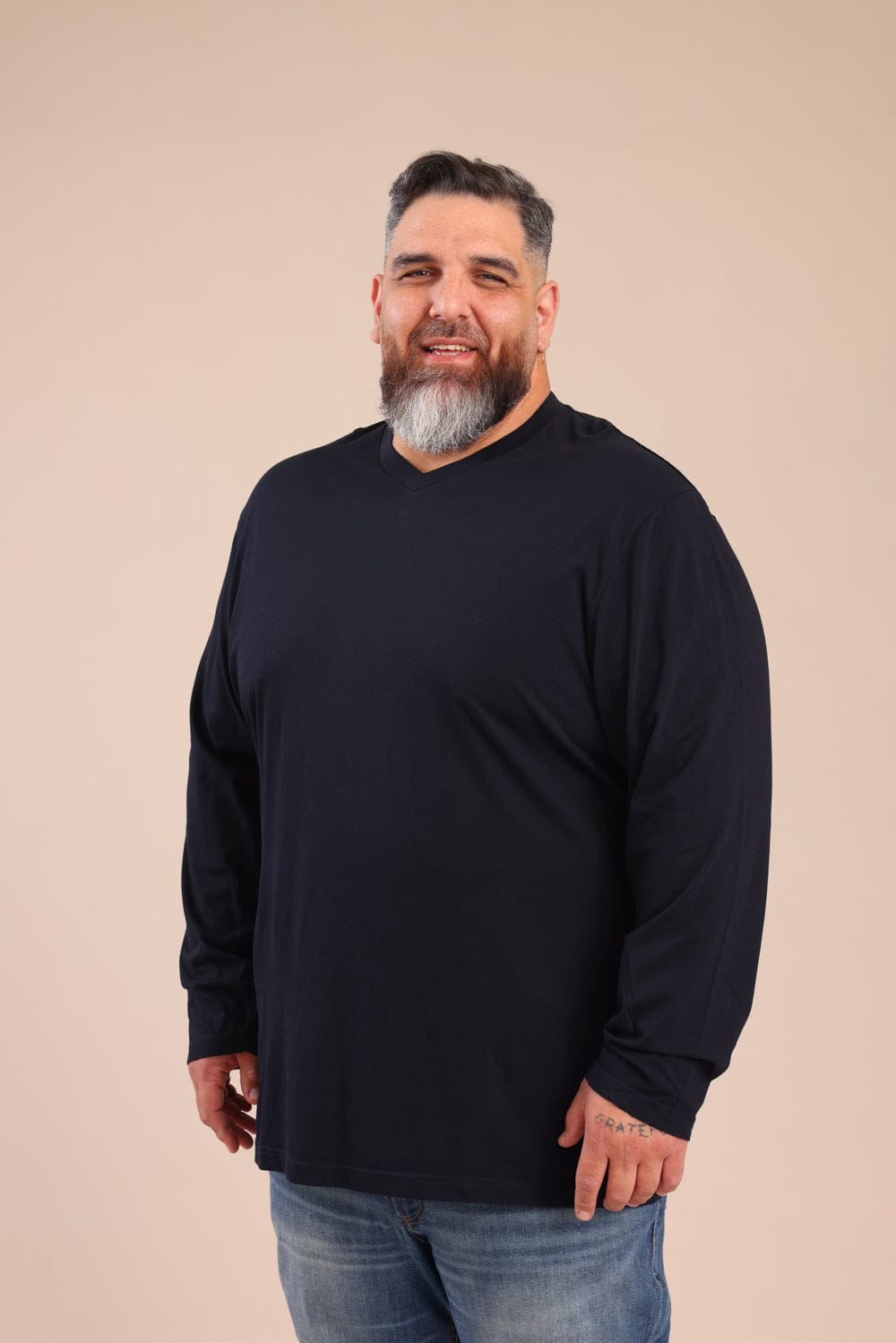 FOX פלאס גברים חולצה חולצת בייסיק צווארון PLUS SIZE | V חולצת בייסיק צווארון PLUS SIZE | V