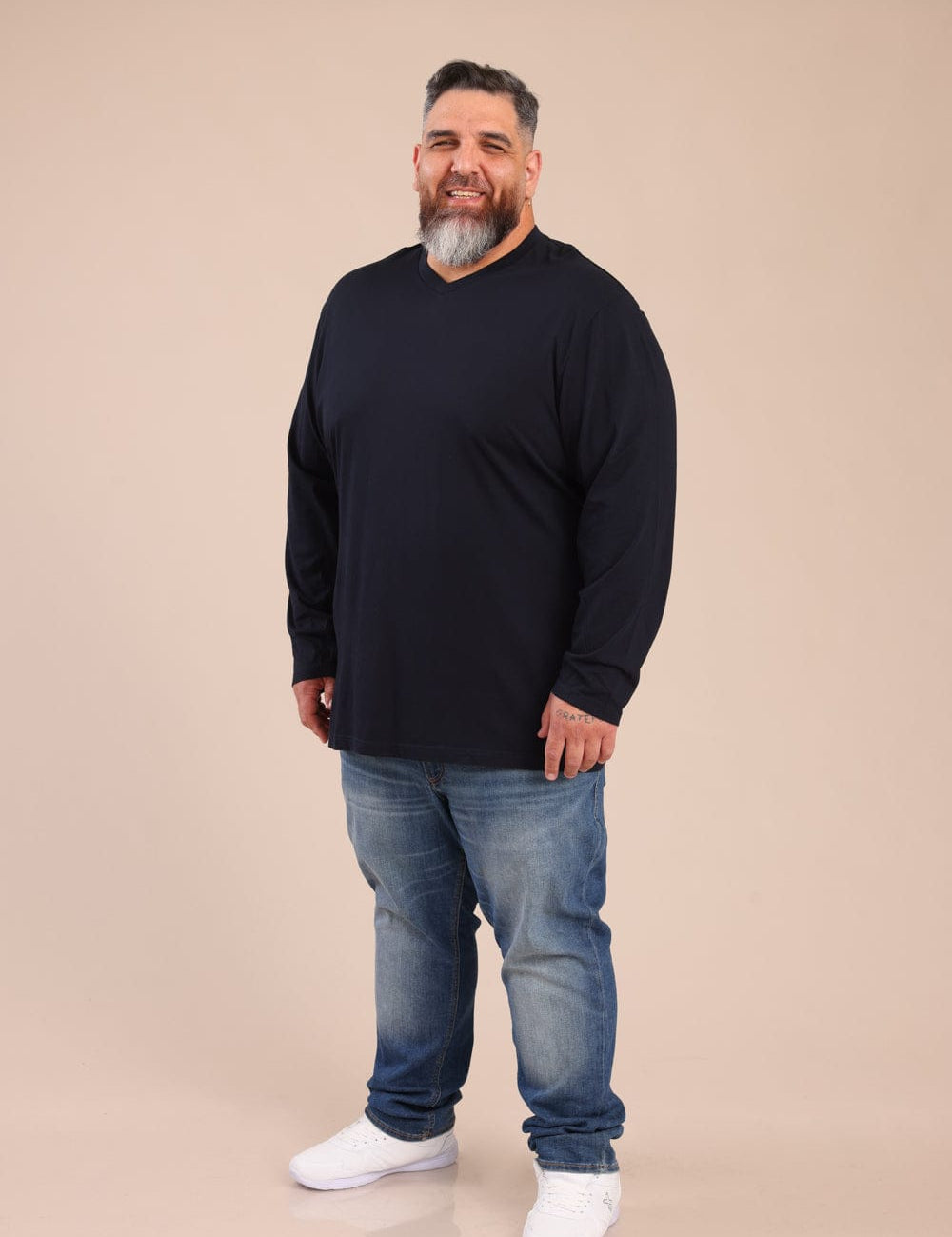 FOX פלאס גברים חולצה חולצת בייסיק צווארון PLUS SIZE | V חולצת בייסיק צווארון PLUS SIZE | V