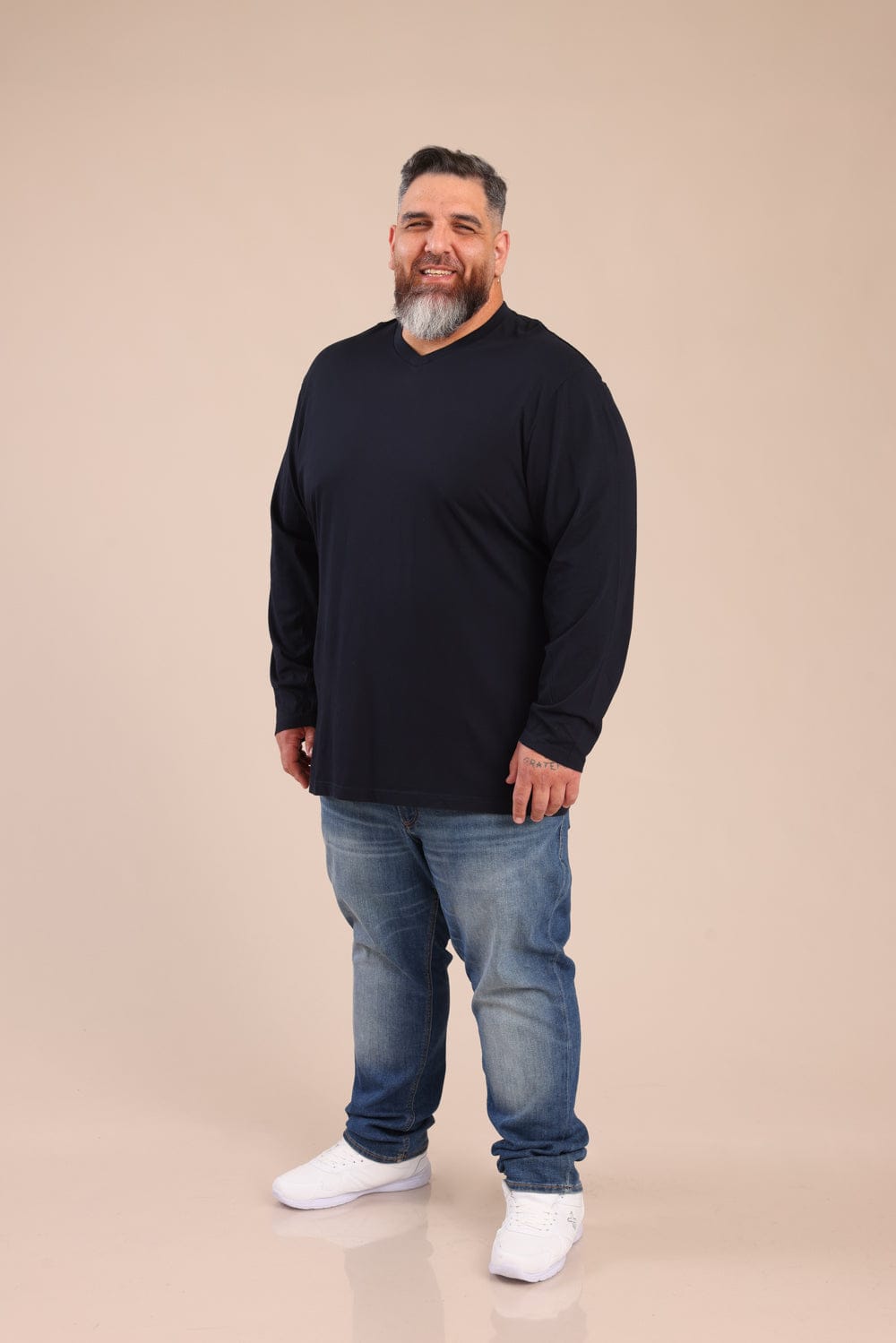 FOX פלאס גברים חולצה חולצת בייסיק צווארון PLUS SIZE | V חולצת בייסיק צווארון PLUS SIZE | V