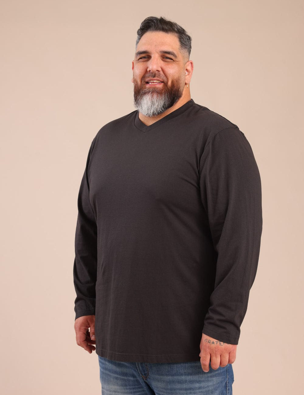 FOX פלאס גברים חולצה חולצת בייסיק צווארון PLUS SIZE | V חולצת בייסיק צווארון PLUS SIZE | V