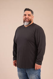 FOX פלאס גברים חולצה חולצת בייסיק צווארון PLUS SIZE | V חולצת בייסיק צווארון PLUS SIZE | V