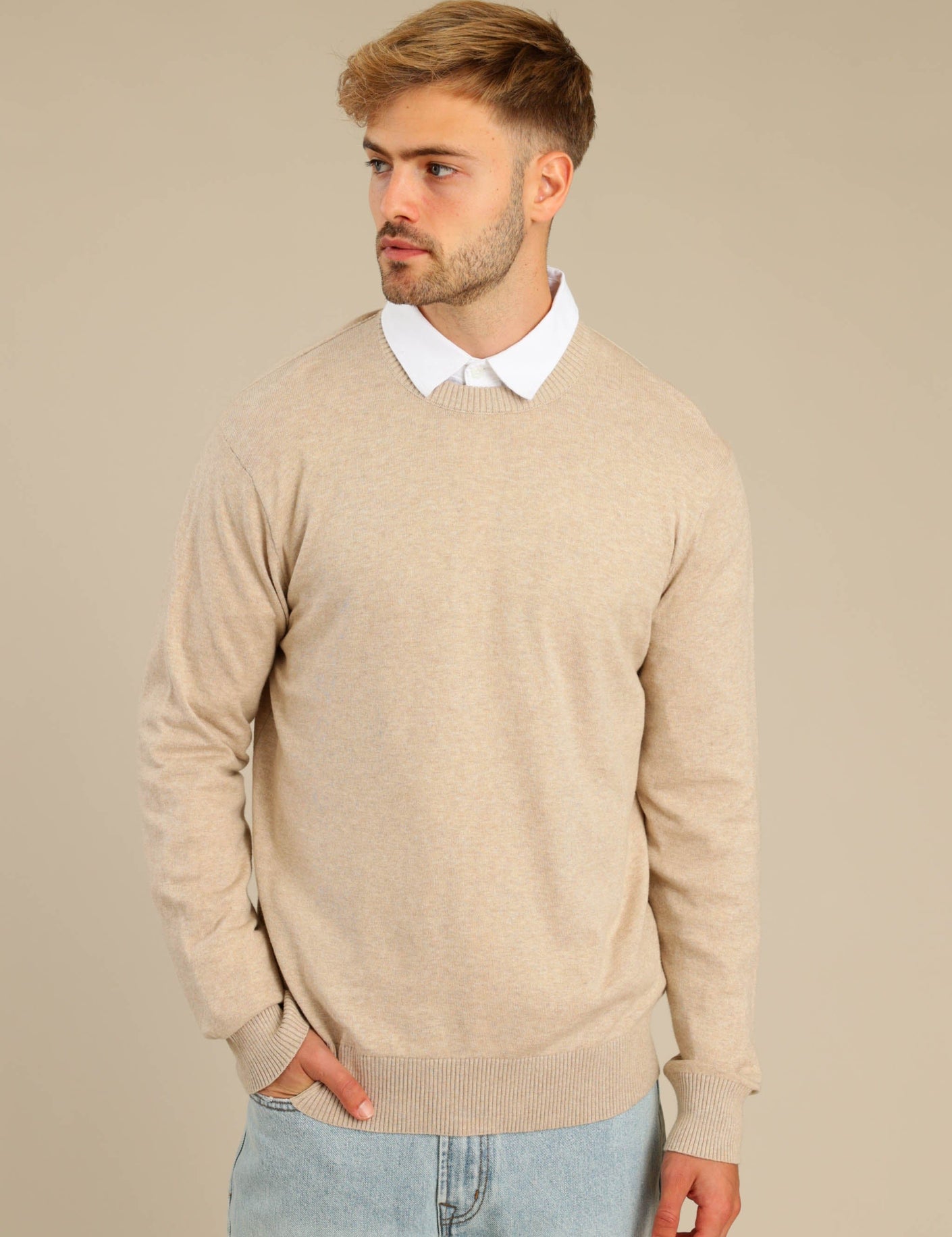 FOX גברים סריגים סריג גברים צווארון עגול סריג גברים צווארון עגול