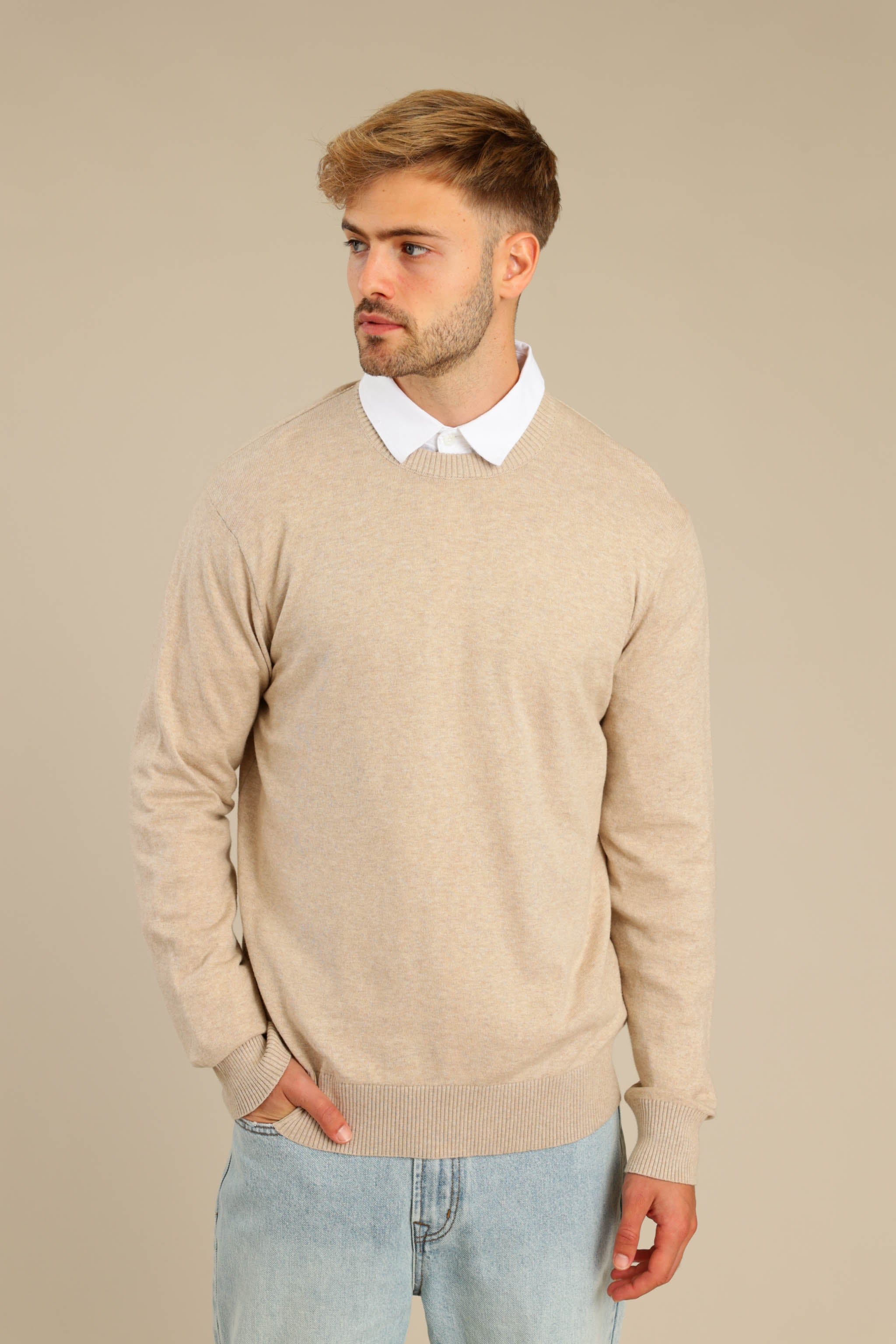 FOX גברים סריגים סריג גברים צווארון עגול סריג גברים צווארון עגול