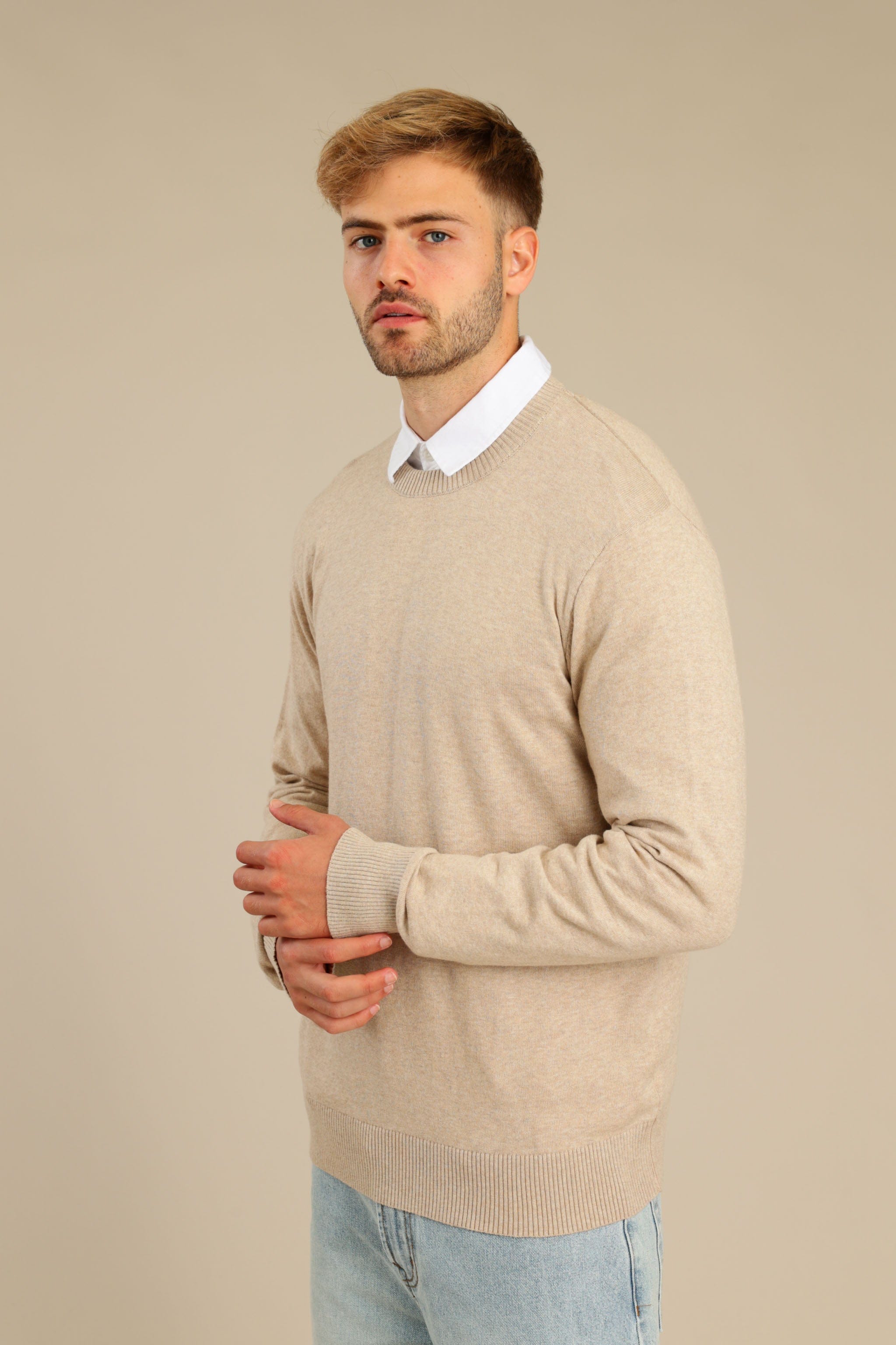 FOX גברים סריגים סריג גברים צווארון עגול סריג גברים צווארון עגול