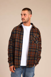 FOX גברים פליזים חולצת פליז משובצת עם כפתורים חולצת פליז משובצת עם כפתורים