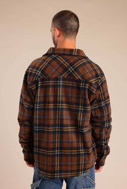 FOX גברים פליזים חולצת פליז משובצת עם כפתורים חולצת פליז משובצת עם כפתורים