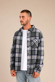 FOX גברים פליזים חולצת פליז משובצת עם כפתורים חולצת פליז משובצת עם כפתורים