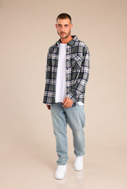 FOX גברים פליזים חולצת פליז משובצת עם כפתורים חולצת פליז משובצת עם כפתורים