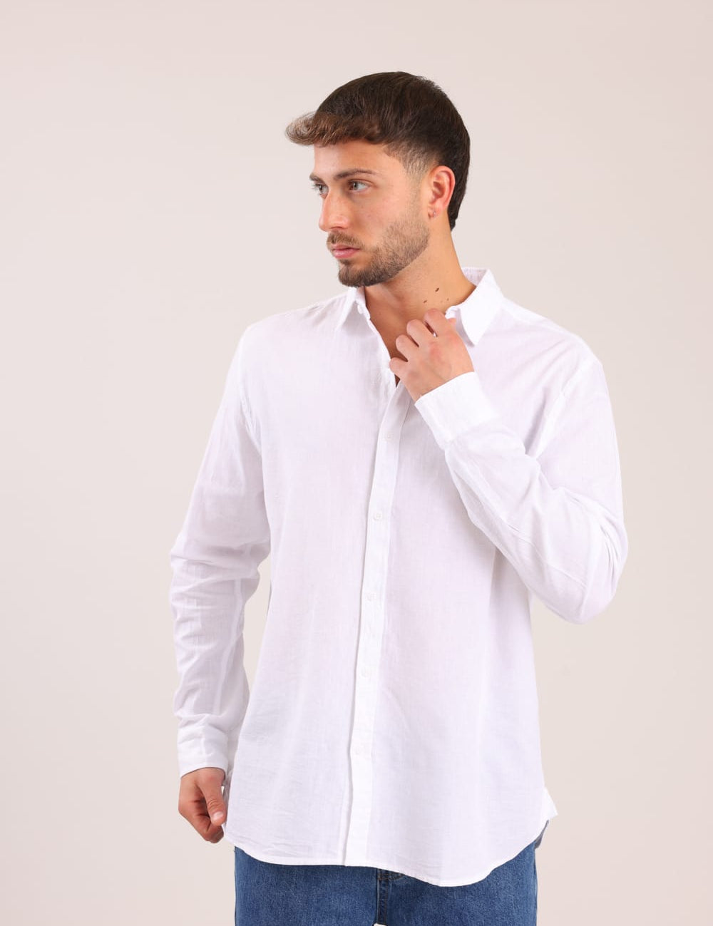 FOX גברים חולצה חולצה מכופתרת ארוכה חולצה מכופתרת ארוכה