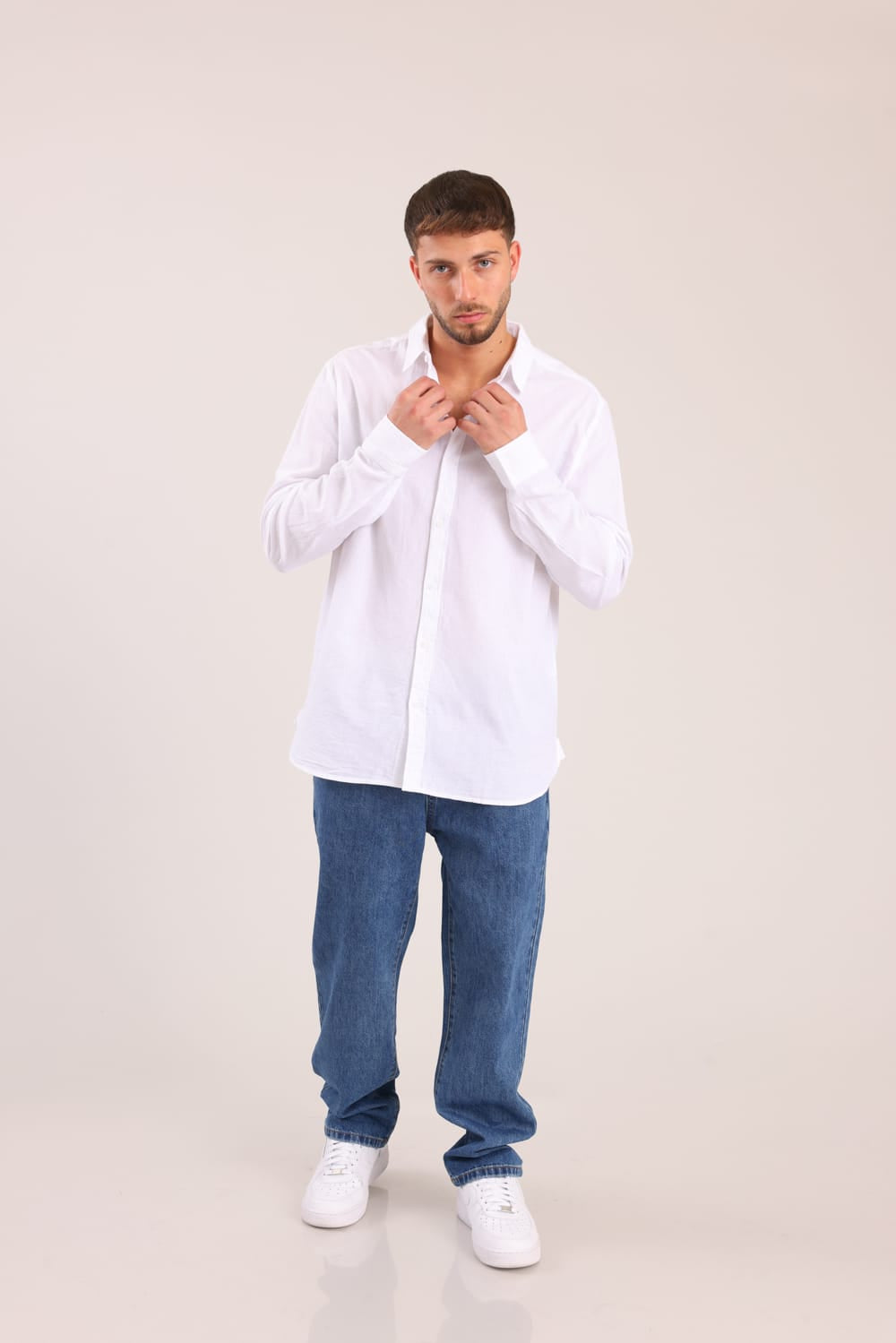 FOX גברים חולצה חולצה מכופתרת ארוכה חולצה מכופתרת ארוכה