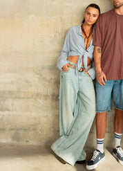 FOX נשים מכנסיים ג'ינס WIDE ג'ינס WIDE