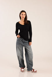 FOX נשים חולצה חולצה ארוכה צווארון V FOX | חולצה ארוכה צווארון V | קנה עכשיו