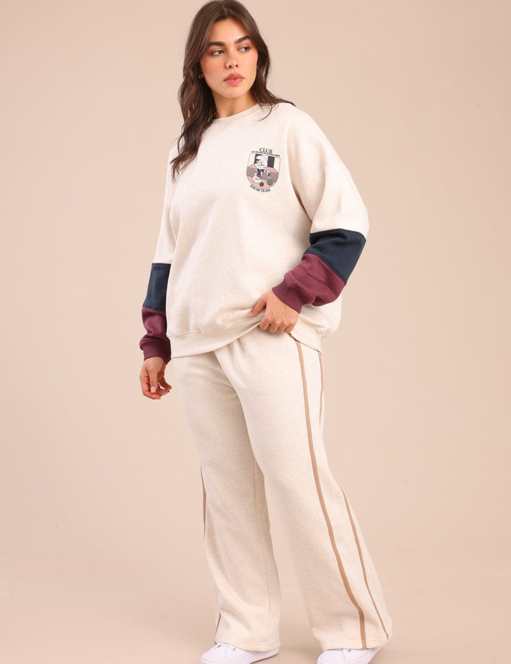 FOX פלאס נשים פוטרים מכנסיים עם פס | PLUS SIZE מכנסיים עם פס | PLUS SIZE