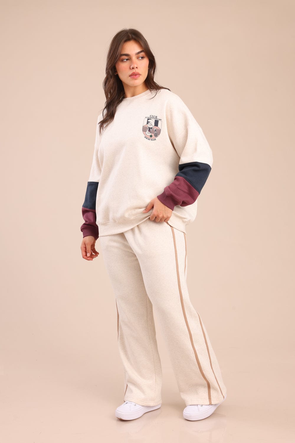 FOX פלאס נשים פוטרים מכנסיים עם פס | PLUS SIZE מכנסיים עם פס | PLUS SIZE