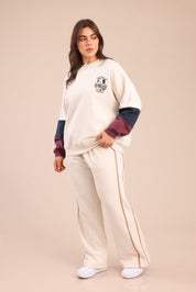 FOX פלאס נשים פוטרים מכנסיים עם פס | PLUS SIZE מכנסיים עם פס | PLUS SIZE