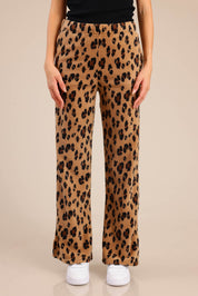 FOX נשים פליזים מכנסי פליז עם הדפס מנומר מכנסי פליז עם הדפס מנומר