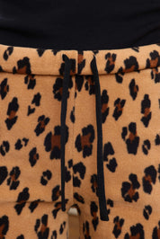 FOX נשים פליזים מכנסי פליז עם הדפס מנומר מכנסי פליז עם הדפס מנומר