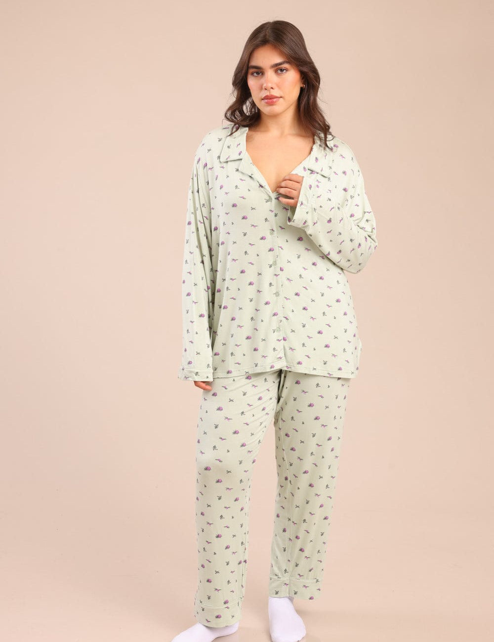 FOX פלאס נשים אחר פיג'מה עם הדפס | PLUS SIZE פיג'מה עם הדפס | PLUS SIZE