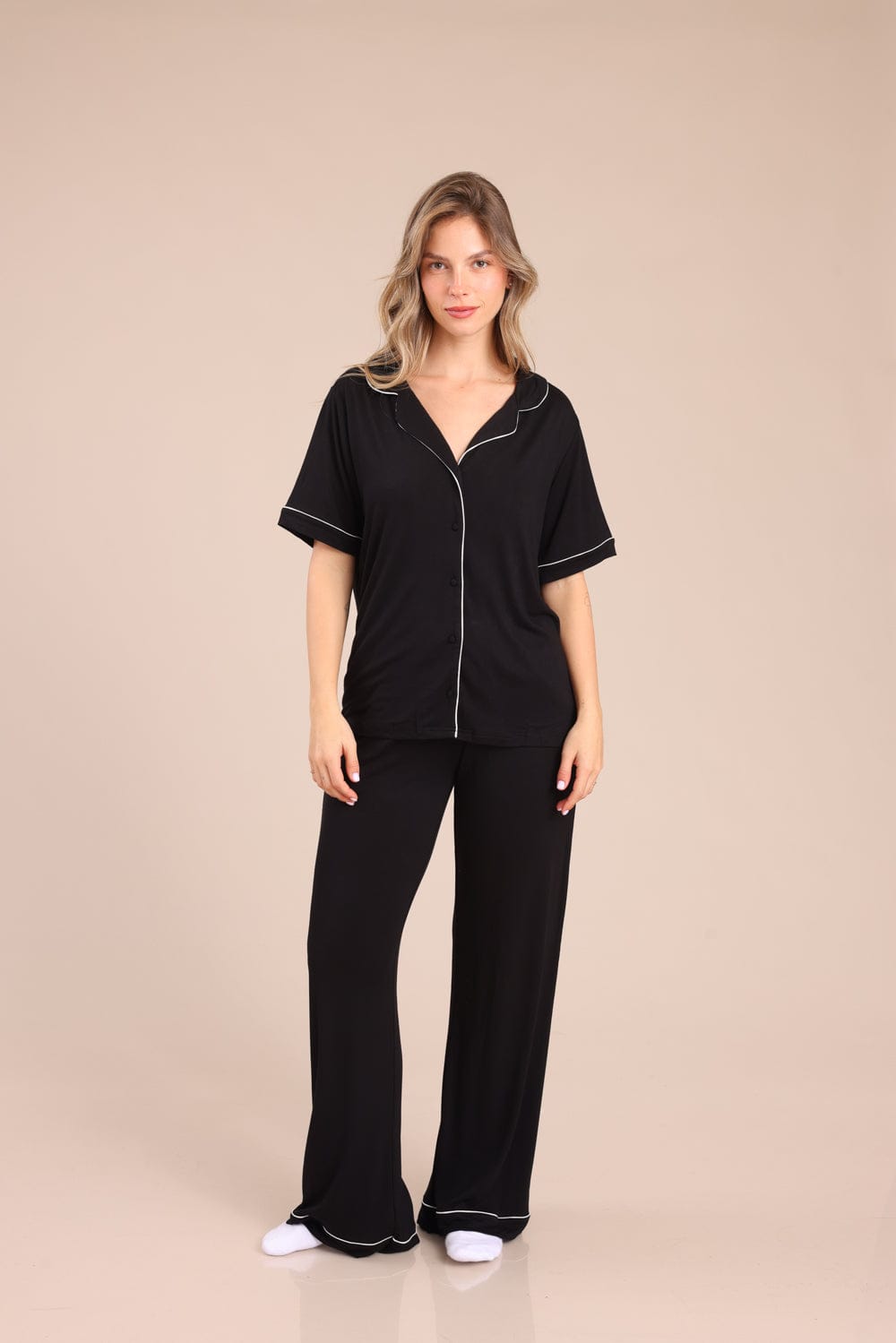 FOX נשים אחר פיג'מת נשים מכופתרת פיג'מת נשים מכופתרת