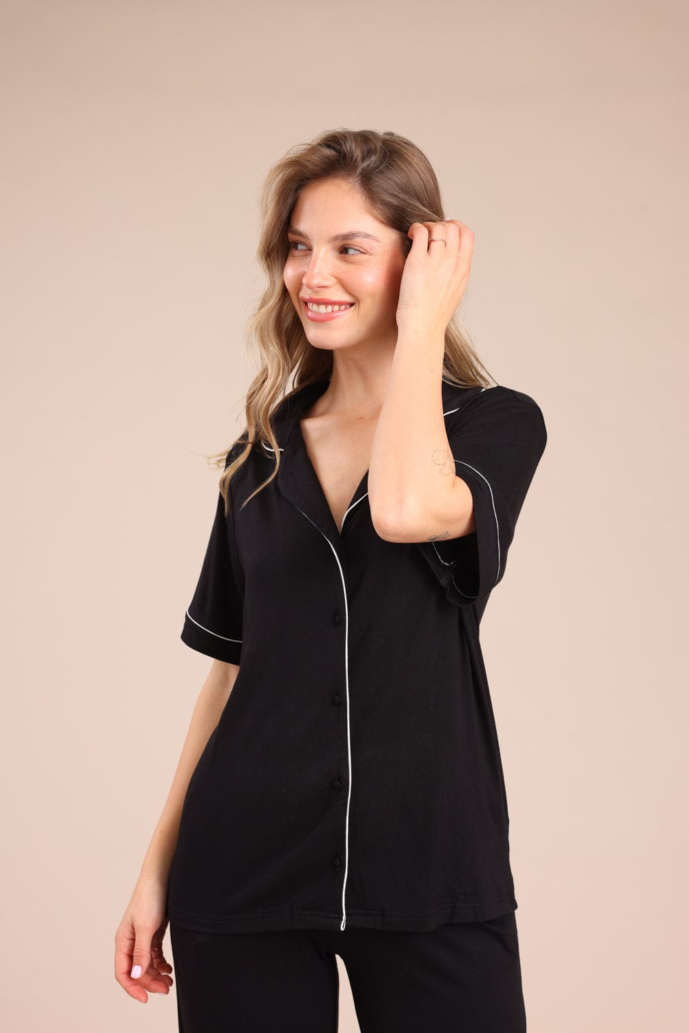 FOX נשים אחר פיג'מת נשים מכופתרת פיג'מת נשים מכופתרת