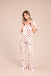 FOX נשים אחר פיג'מה מכופתרת עם הדפס פיג'מה מכופתרת עם הדפס