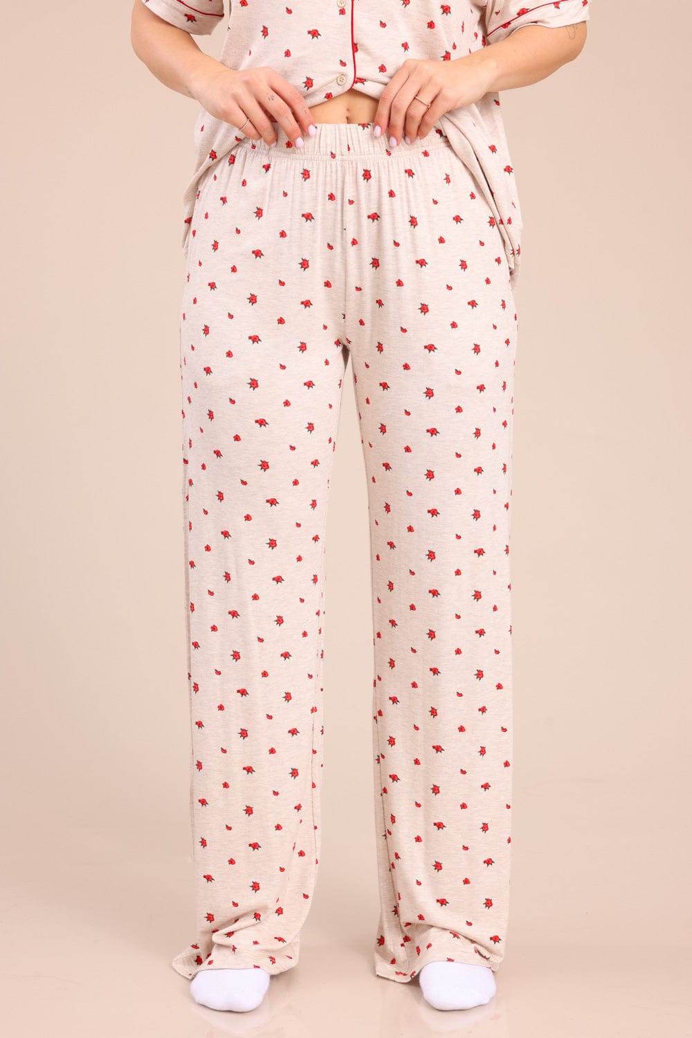 FOX נשים אחר פיג'מה מכופתרת עם הדפס פיג'מה מכופתרת עם הדפס