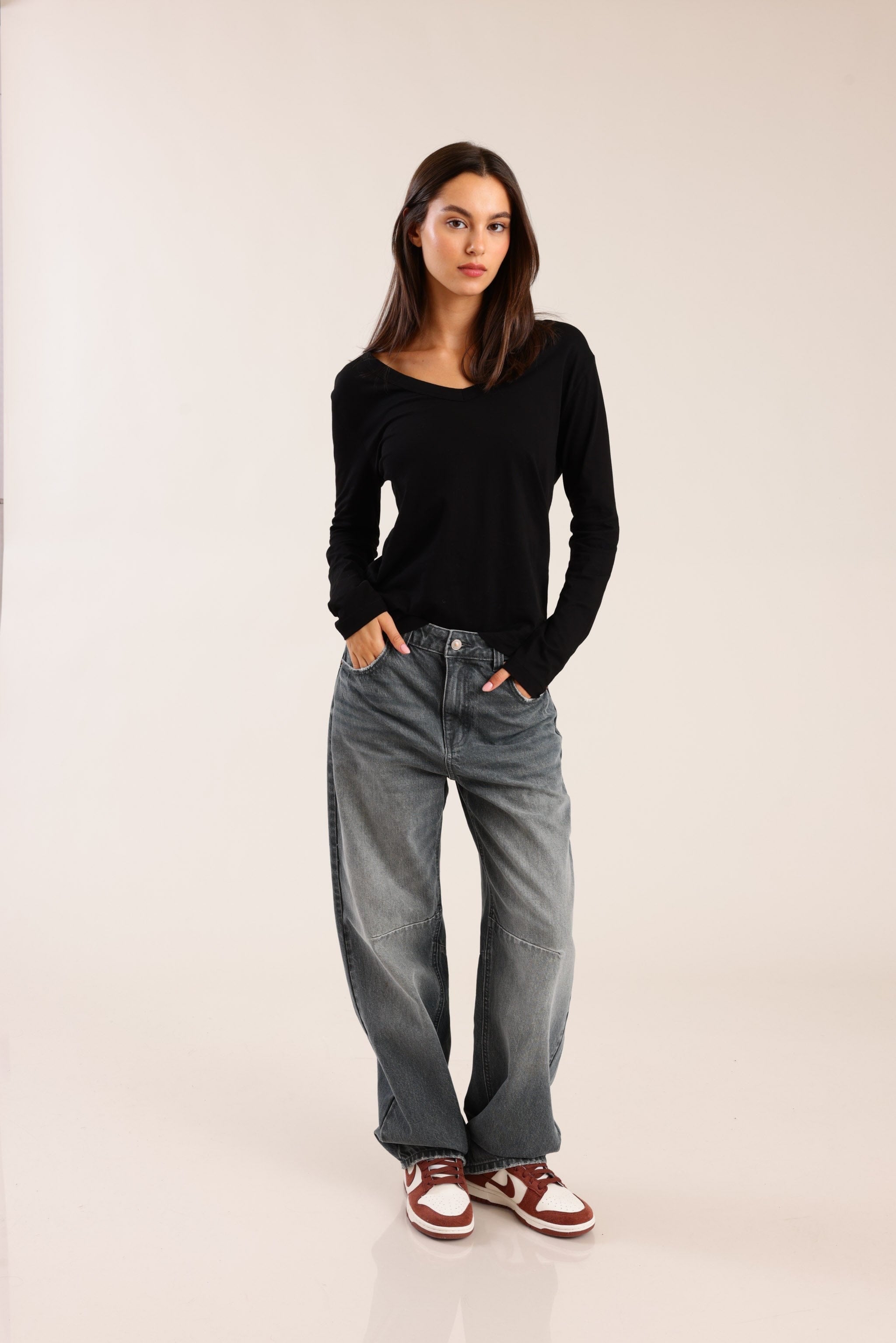 FOX נשים מכנסיים ג'ינס BARREL ג'ינס BARREL