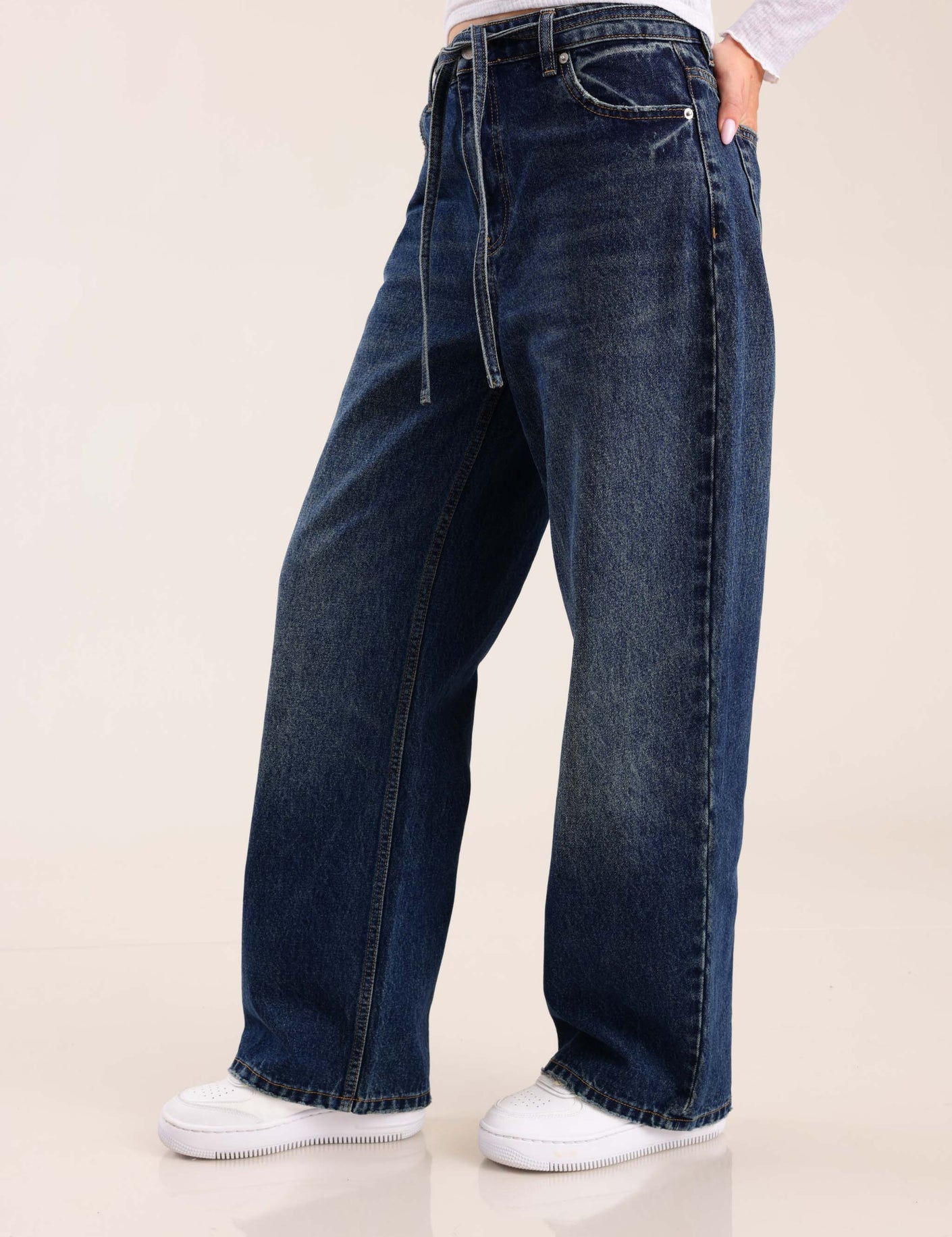 FOX נשים מכנסיים ג'ינס BAGGY ג'ינס BAGGY