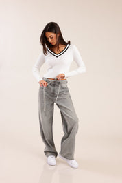 FOX נשים מכנסיים ג'ינס BAGGY ג'ינס BAGGY