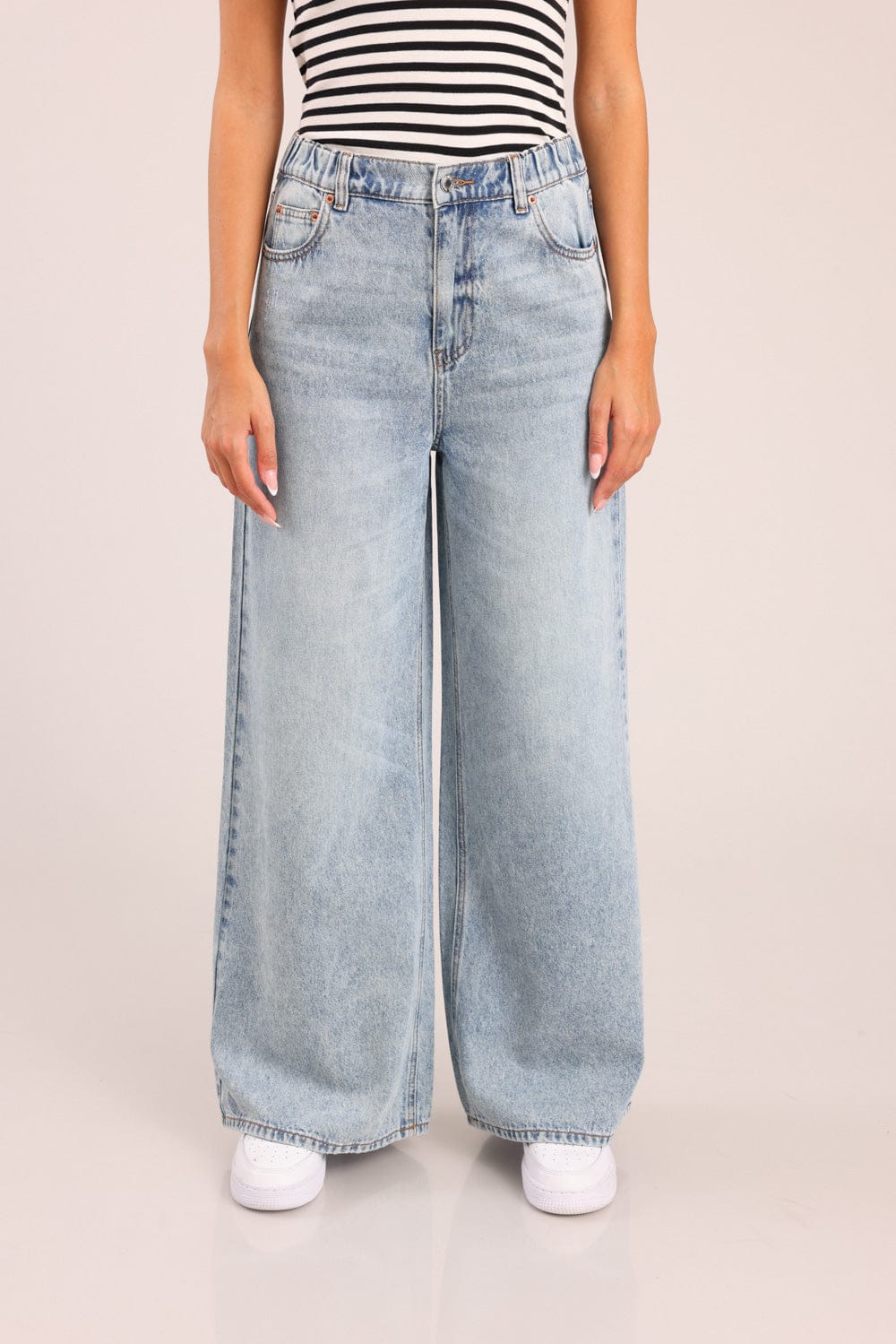 FOX נשים מכנסיים ארוכים ג'ינס LOOSE WIDE ג'ינס LOOSE WIDE