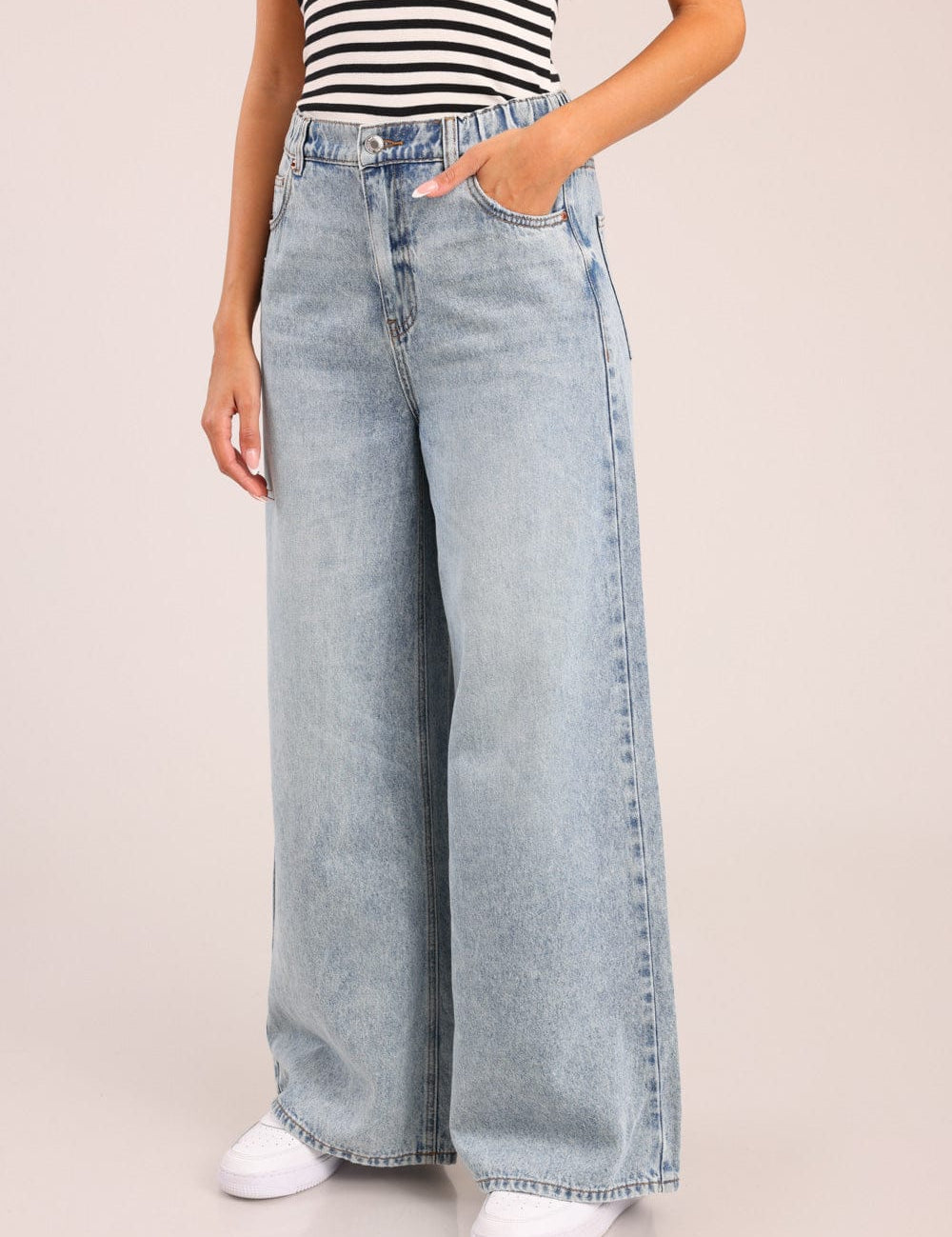 FOX נשים מכנסיים ארוכים ג'ינס LOOSE WIDE ג'ינס LOOSE WIDE