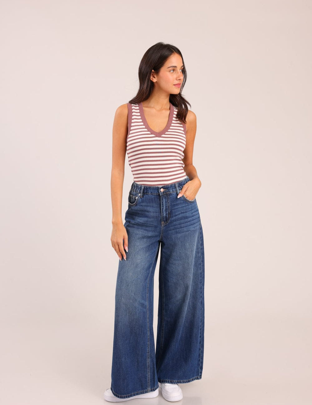 FOX נשים מכנסיים ארוכים ג'ינס LOOSE WIDE ג'ינס LOOSE WIDE