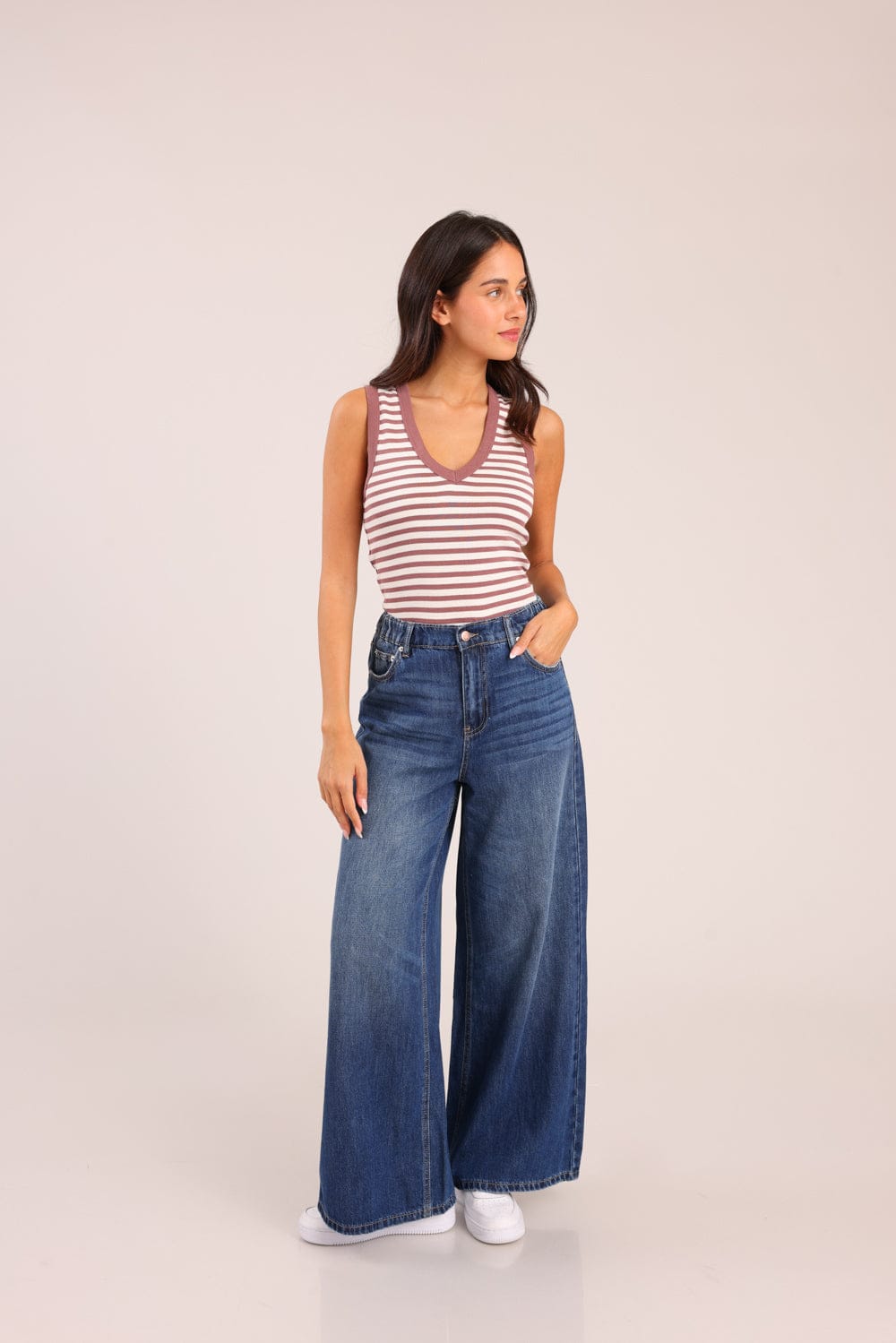 FOX נשים מכנסיים ארוכים ג'ינס LOOSE WIDE ג'ינס LOOSE WIDE