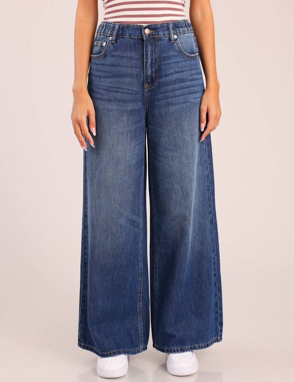 FOX נשים מכנסיים ארוכים ג'ינס LOOSE WIDE ג'ינס LOOSE WIDE