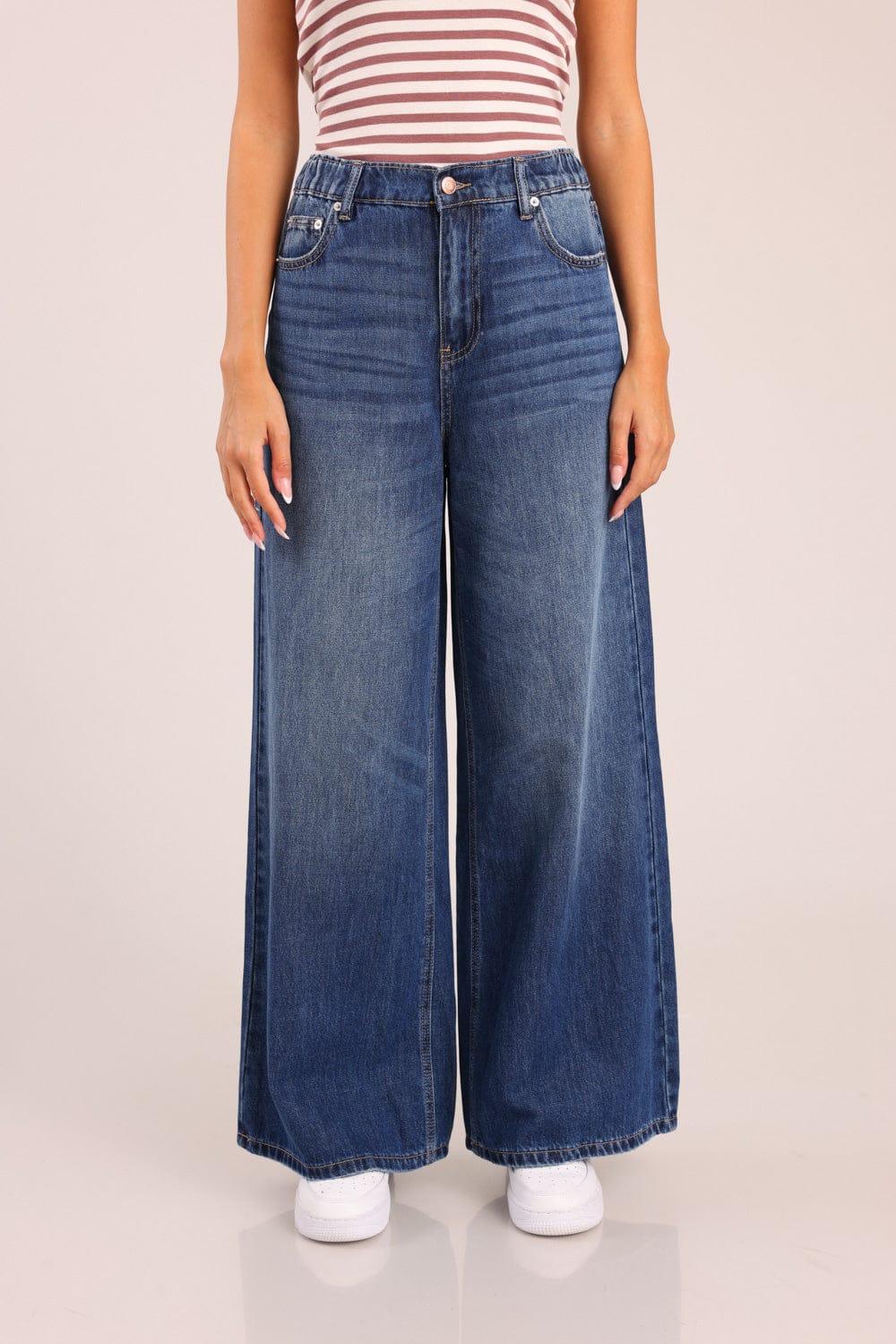 FOX נשים מכנסיים ארוכים ג'ינס LOOSE WIDE ג'ינס LOOSE WIDE