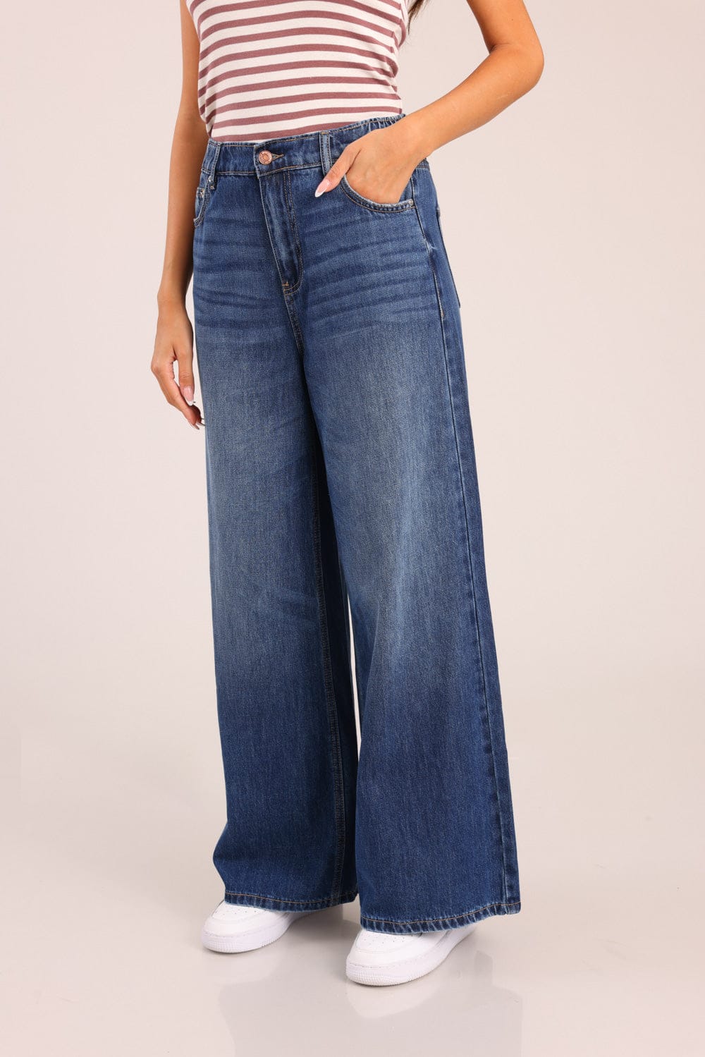 FOX נשים מכנסיים ארוכים ג'ינס LOOSE WIDE ג'ינס LOOSE WIDE