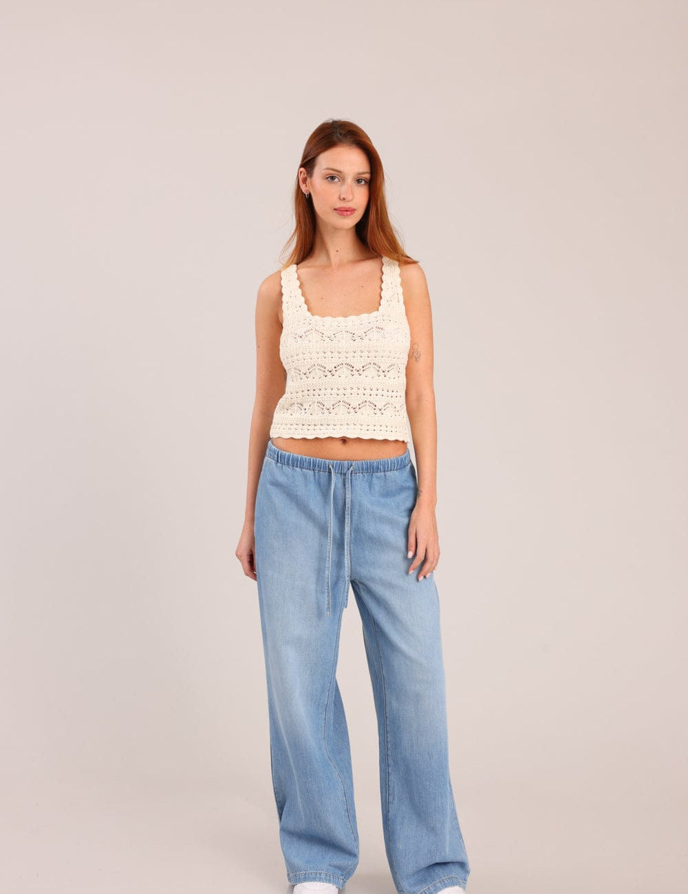 FOX נשים מכנסיים ארוכים מכנסי ג'ינס LOOSE WIDE מכנסי ג'ינס LOOSE WIDE