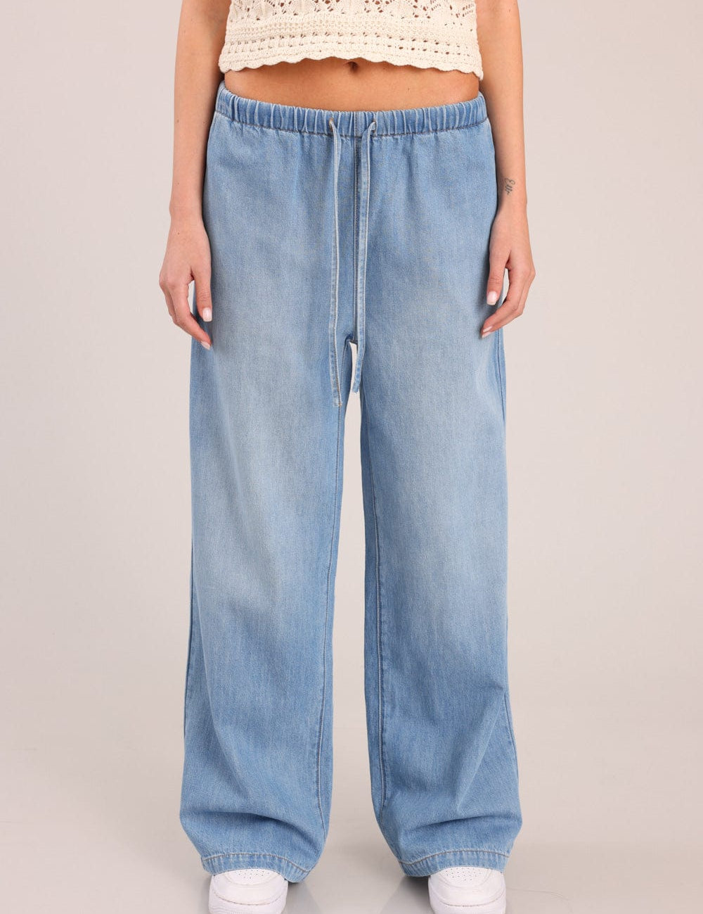 FOX נשים מכנסיים ארוכים מכנסי ג'ינס LOOSE WIDE מכנסי ג'ינס LOOSE WIDE