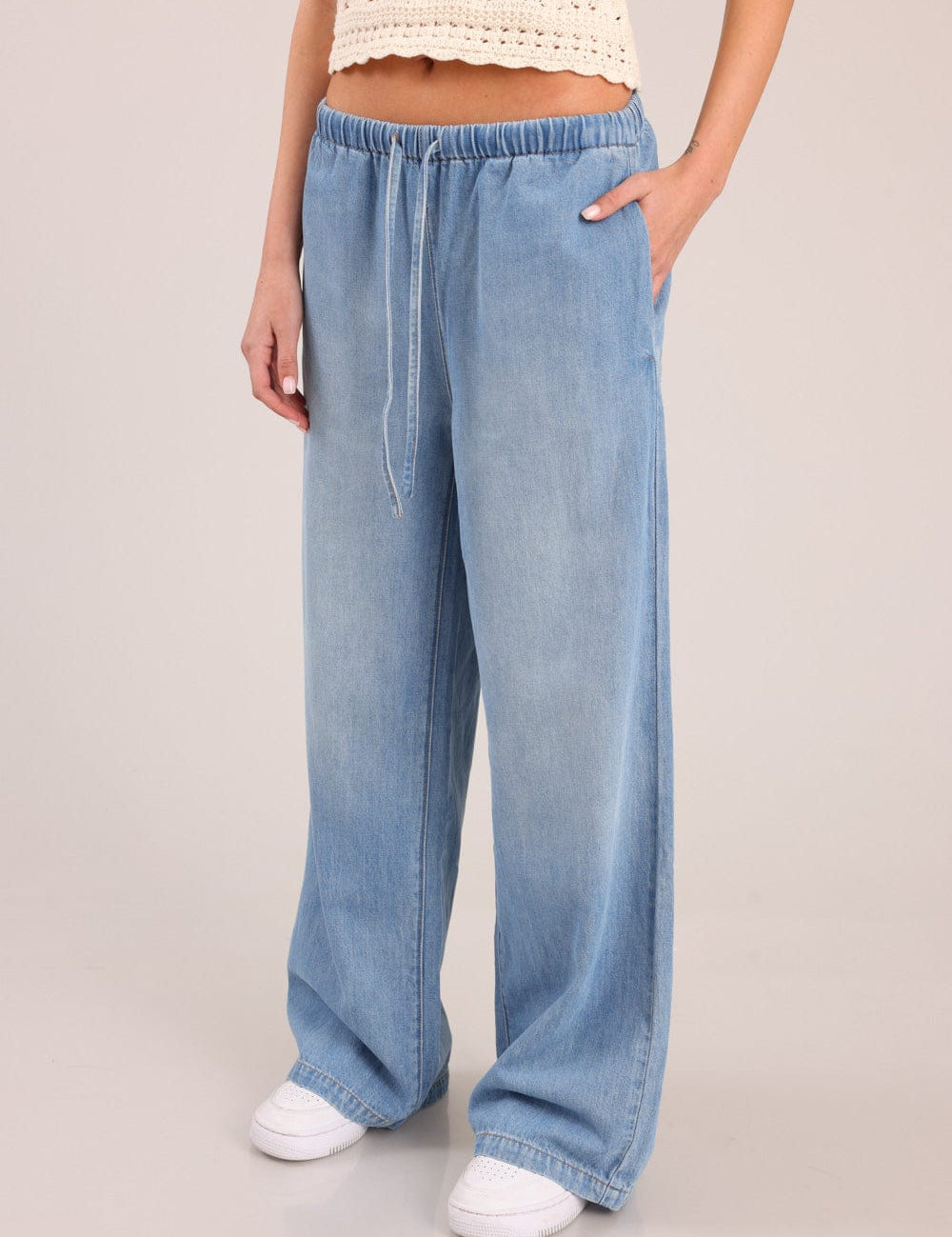 FOX נשים מכנסיים ארוכים מכנסי ג'ינס LOOSE WIDE מכנסי ג'ינס LOOSE WIDE