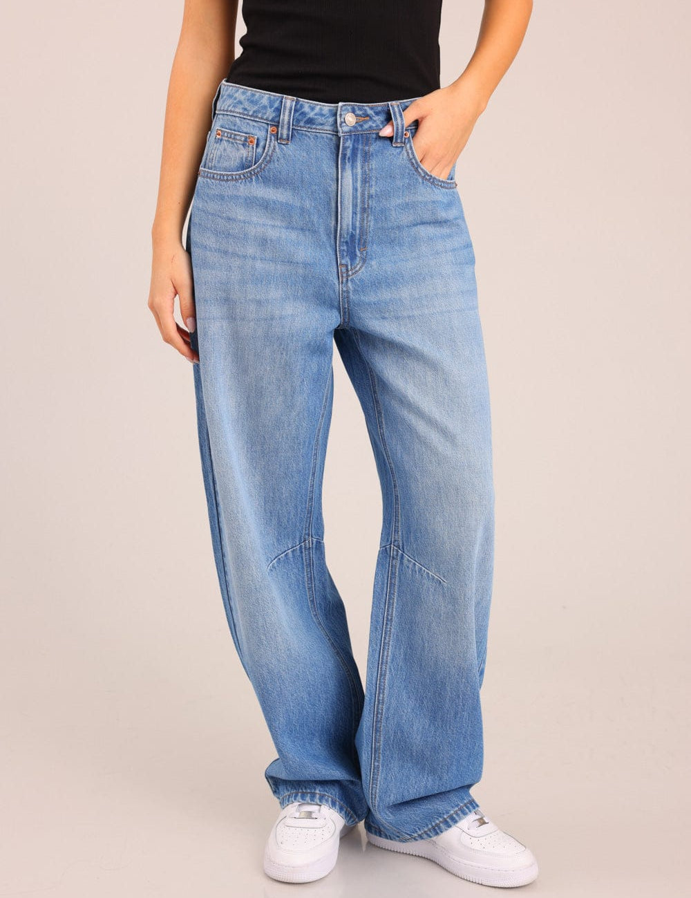 FOX נשים מכנסיים ארוכים ג'ינס BARREL ג'ינס BARREL