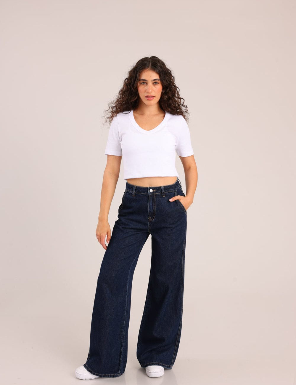 FOX נשים מכנסיים ארוכים ג'ינס WIDE ג'ינס WIDE