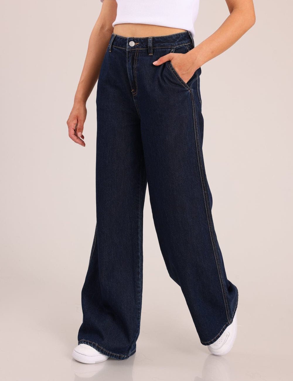 FOX נשים מכנסיים ארוכים ג'ינס WIDE ג'ינס WIDE