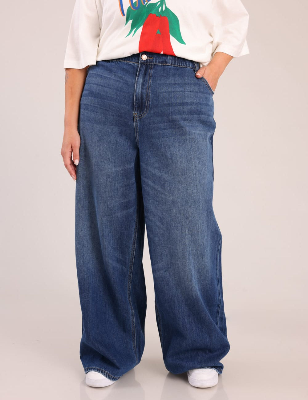 FOX פלאס נשים מכנסיים ארוכים ג'ינס LOOSE WIDE ג'ינס LOOSE WIDE