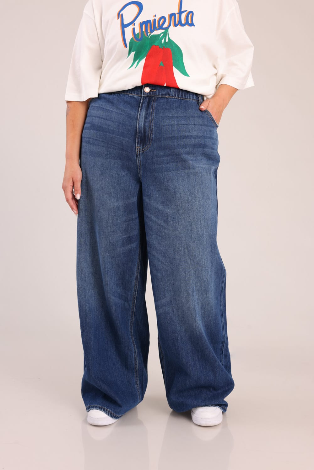 FOX פלאס נשים מכנסיים ארוכים ג'ינס LOOSE WIDE ג'ינס LOOSE WIDE
