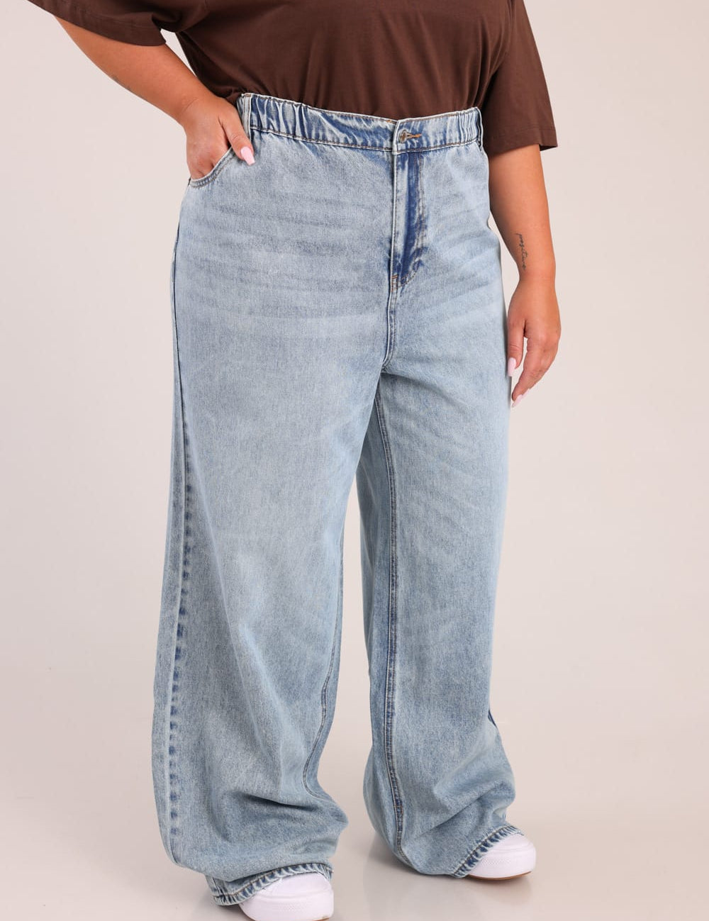 FOX פלאס נשים מכנסיים ארוכים ג'ינס LOOSE WIDE ג'ינס LOOSE WIDE