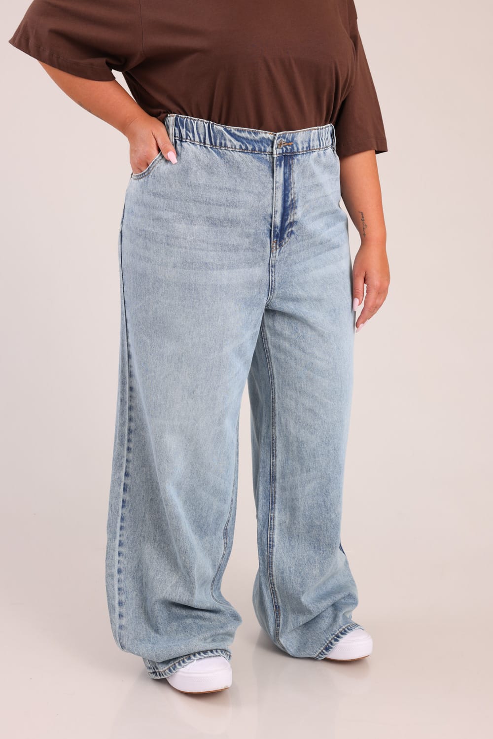 FOX פלאס נשים מכנסיים ארוכים ג'ינס LOOSE WIDE ג'ינס LOOSE WIDE