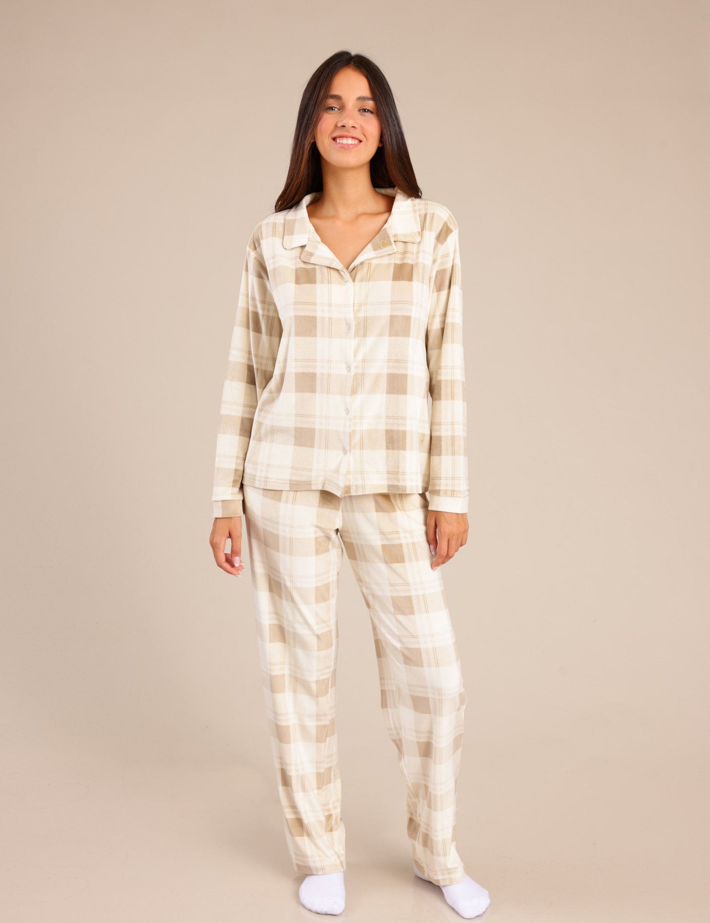 FOX נשים אחר פיג'מה עם משבצות פיג'מה עם משבצות