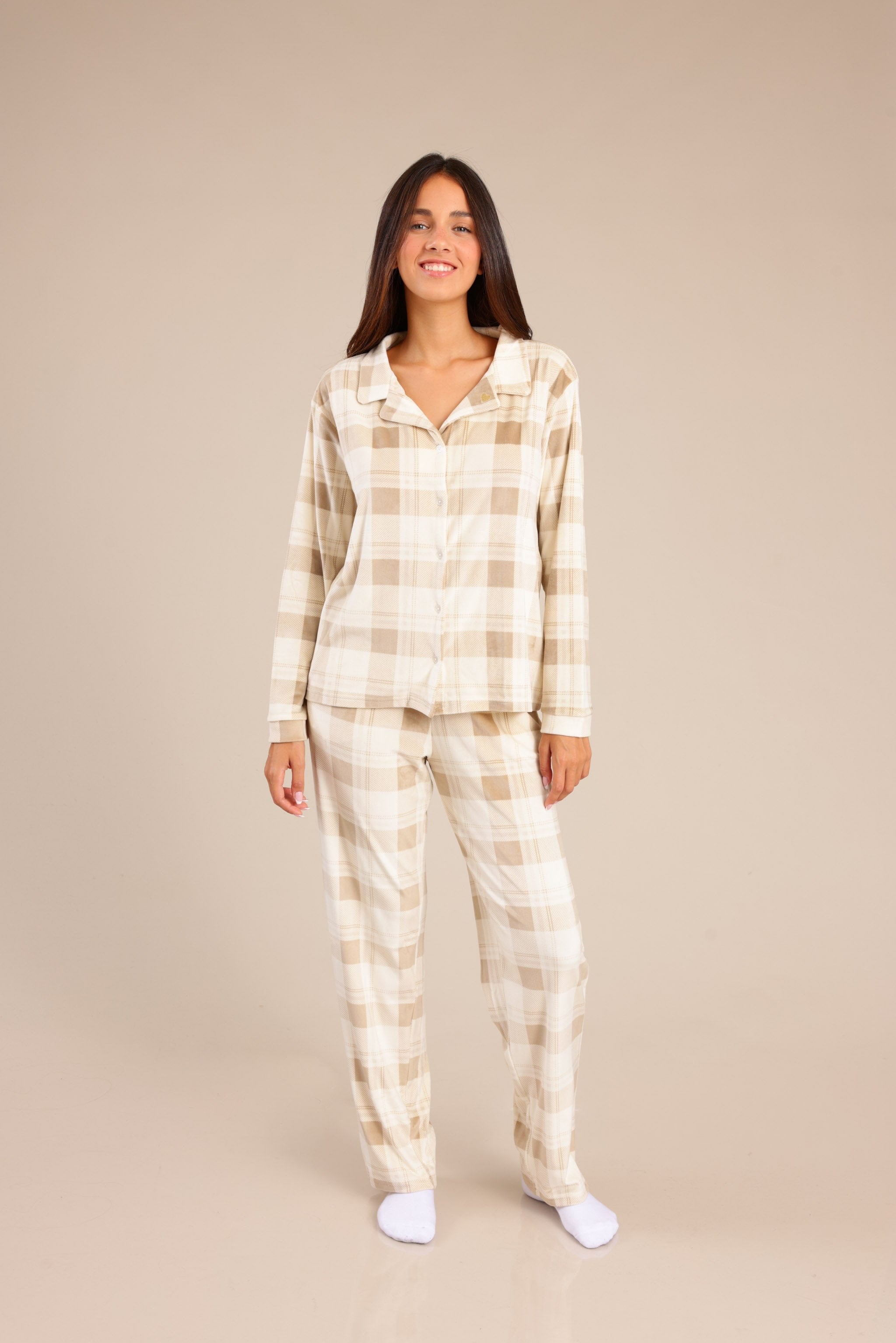 FOX נשים אחר פיג'מה עם משבצות פיג'מה עם משבצות